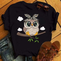 Women’s Cartoon Owl Graphic T-Shirt